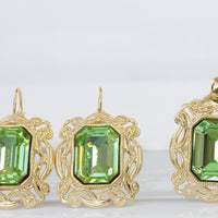 PERIDOT STATEMENT RING, Light Green Filigree Ring, Rebeka Ring, Chunky Big Ring, Peridot Crystal Ring, Emerald Cut Cocktail Gold Green