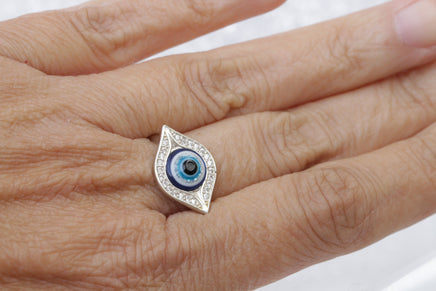 EYE SILVER RING, Blue Eye Protection Ring, Zircon Ring, Evil Eye Jewelry, Turquoise Evil Eye Dainty Ring, Turkish Eye Ring, Girls Jewelry