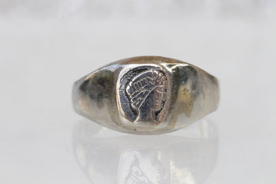 CAMEO SIGNET RING, Men's Coin Ring, Silver Sterling 925 Jewelry, Woman Ring, Unisex Ring, Unique Handmade Ring for Women,Rings for Men Gift