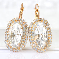 BRIDAL CRYSTAL EARRINGS, Bridal White Earrings, Large Opal And Clear Crystal Earrings,Drop Earrings,Wedding Rebeka StatementWoman Jewelry