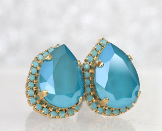 TURQUOISE EARRINGS, Turquoise Bridesmaid Earrings, Wedding Bridal jewelry, Rebeka Blue Earrings, Necklace Earrings Ring Jewelry Set,