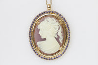 PURPLE Cameo Necklace, Light Amethyst Necklace, Cameo Pendant, Lady Cameo Necklace, Vintage Style, Statement Cameo Necklace, Mom Gift Idea