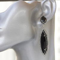 BLACK LONG Drop Chandelier EARRINGS, Mother Of The Brides Jewelry, Rebeka Big Earrings, Dramatic Black Gray Earrings,Pageant Jewelry Gift