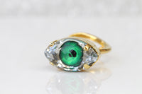 GREEN EYE RING,  Eye Protection Ring, Rebeka Crystals Ring, Evil Eye Jewelry, Adjustable Evil Eye Ring, Trending jewelry, Bohemian Woman