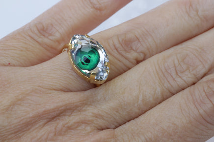 GREEN EYE RING,  Eye Protection Ring, Rebeka Crystals Ring, Evil Eye Jewelry, Adjustable Evil Eye Ring, Trending jewelry, Bohemian Woman