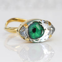 GREEN EYE RING,  Eye Protection Ring, Rebeka Crystals Ring, Evil Eye Jewelry, Adjustable Evil Eye Ring, Trending jewelry, Bohemian Woman