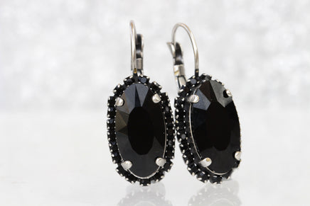 BLACK EARRINGS, Mother of The BRIDES Earrings, Black Evening Silver Earrings, Formal Drop Earrings, Rebeka Woman Earrings,Wedding Jewelry