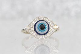 EYE SILVER RING, Blue Eye Protection Ring, Zircon Ring, Evil Eye Jewelry, Turquoise Evil Eye Dainty Ring, Turkish Eye Ring, Girls Jewelry