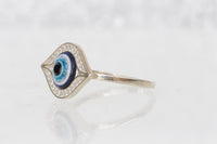 EYE SILVER RING, Blue Eye Protection Ring, Zircon Ring, Evil Eye Jewelry, Turquoise Evil Eye Dainty Ring, Turkish Eye Ring, Girls Jewelry