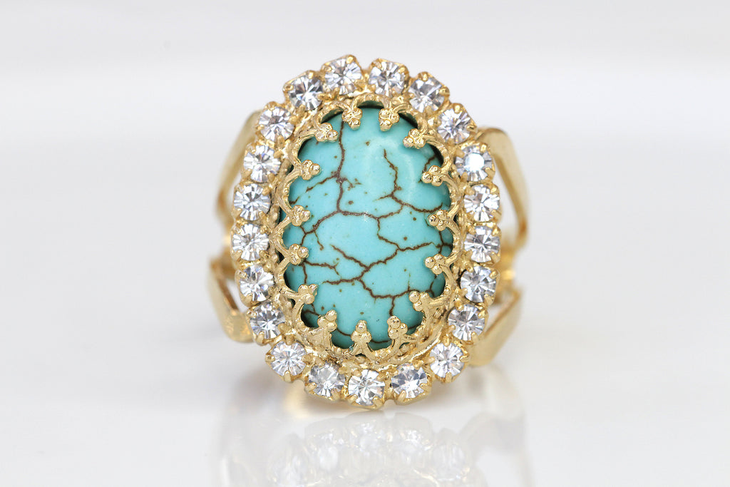 Turquoise Stone and Hematite Statement Ring – Turquoise Trading Co