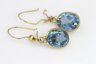 14K SOLID GOLD EARRINGS, Blue Topaz Earrings, Gemstone 14k Gold Drop Earrings, London Blue Topaz Jewelry, Daily Earrings ,Anniversary Gift