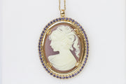 PURPLE Cameo Necklace, Light Amethyst Necklace, Cameo Pendant, Lady Cameo Necklace, Vintage Style, Statement Cameo Necklace, Mom Gift Idea