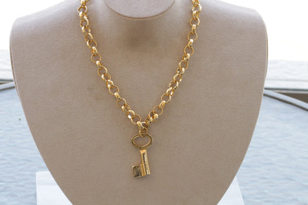 KEY NECKLACE, Gold Key Necklace, Everyday Necklace, 24k Gold Plated Statement Necklace, Chunky Necklace ,Lock Cocker Necklace, Key Charm