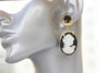 BLACK And White CAMEO EARRINGS, Statement Cameo Earrings, Victorian Vintage Bridal Earrings, Chandelier Evening Earrings, Rebeka Earrings