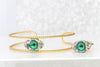 GREEN EYE BRACELET,  Eye Protection Bracelet, Rebeka Crystals,Evil Eye Jewelry, Adjustable Cuff Bracelet,Emerald Green Eye Bohemian Style