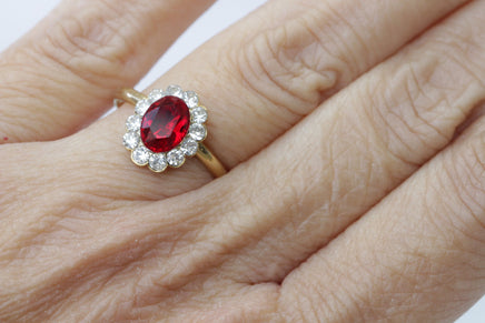 RUBY RING, Cubic Zirconia Ring, Classic Engagement Ring, 14k Gold Filled Woman Ring, Anniversary Ring, Red Stone Ring, Lady Diana Inspired