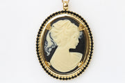 BLACK CAMEO NECKLACE, Statement Black Gold Cameo Necklace, Rebeka Necklace,Unique Vintage Necklace, Lacey Cameo Necklace,Feminine Jewelry