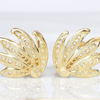 GOLD CLIPON EARRINGS, Non pierced Stud earring, Clip on Leaf earrings, Bridal Clip On earrings, 24K Gold Platedclip earrings, Leaves Jewelry
