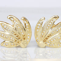 GOLD CLIPON EARRINGS, Non pierced Stud earring, Clip on Leaf earrings, Bridal Clip On earrings, 24K Gold Platedclip earrings, Leaves Jewelry