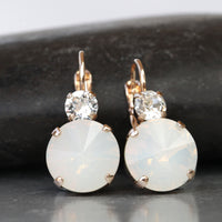 WHITE OPAL EARRINGS, Opal Wedding Earring, Bridal Drop Earrings, Opal And Crystal Rose Gold Earrings, Bridesmaid Gift, Rebeka Earrings