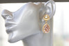 BLUSH CHANDELIER EARRINGS, Rebeka Woman Light Pink, Bridesmaid Morganite Long Earrings, Bride Jewelry Gift, Wedding Champagne Earrings