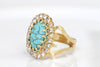 TURQUOISE STONE RING, Gold Turquoise Ring,Natural Stone Jewelry, Gemstone Adjustable Ring, Rebeka Crystal Blue Turquoise Gold Plated Ring