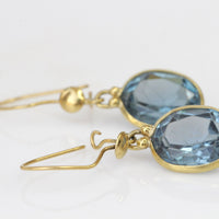 14K SOLID GOLD EARRINGS, Blue Topaz Earrings, Gemstone 14k Gold Drop Earrings, London Blue Topaz Jewelry, Daily Earrings ,Anniversary Gift