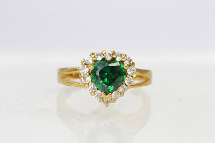 GREEN HEART Ring, Heart Shaped Ring, Anniversary Gift for Wife Gift, Emerald Gold Filled Ring, Emerald Love Ring, Olive Green Zircons Ring