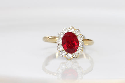 RUBY RING, Cubic Zirconia Ring, Classic Engagement Ring, 14k Gold Filled Woman Ring, Anniversary Ring, Red Stone Ring, Lady Diana Inspired