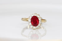 RUBY RING, Cubic Zirconia Ring, Classic Engagement Ring, 14k Gold Filled Woman Ring, Anniversary Ring, Red Stone Ring, Lady Diana Inspired