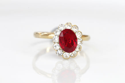 RUBY RING, Cubic Zirconia Ring, Classic Engagement Ring, 14k Gold Filled Woman Ring, Anniversary Ring, Red Stone Ring, Lady Diana Inspired