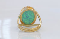 GREEN OPAL RING, Opal Gold Ring, Gemstone ring, October Birthstone, Opal Emerald lawn Gold Filled Ring, Fire Opal jewelry, Opal Big Ring