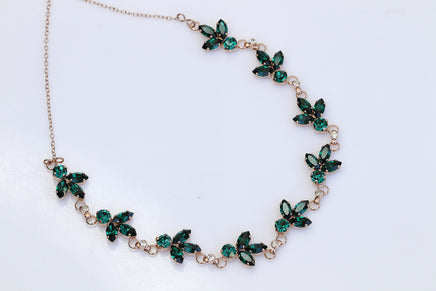 EMERALD NECKLACE, Bridal Emerald Necklace, Dark Green Cluster Necklace, Rebeka Necklace, Leaves Green Necklace, Wedding Emerald Jewelry