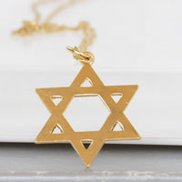 Star of David Necklace, Gold Plated Pendant, Passover Gift, Classic Necklace, Jewish Jewelry, Tradition Necklace, Gold Plated Magen David