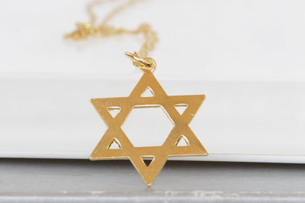 Star of David Necklace, Gold Plated Pendant, Passover Gift, Classic Necklace, Jewish Jewelry, Tradition Necklace, Gold Plated Magen David