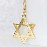 Star of David Necklace, Gold Plated Pendant, Passover Gift, Classic Necklace, Jewish Jewelry, Tradition Necklace, Gold Plated Magen David