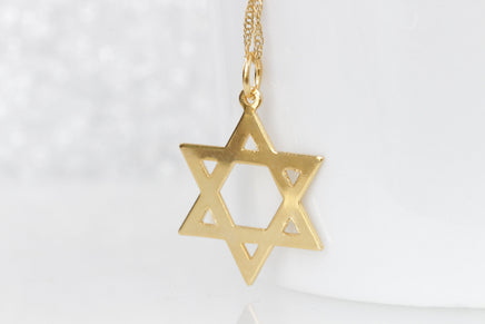 Star of David Necklace, Gold Plated Pendant, Passover Gift, Classic Necklace, Jewish Jewelry, Tradition Necklace, Gold Plated Magen David