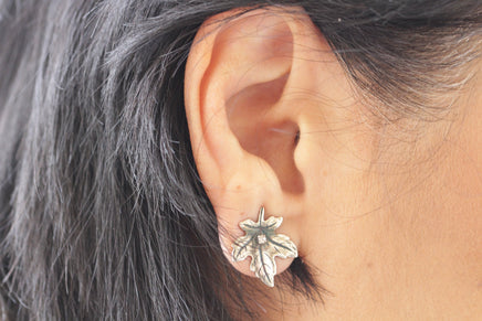 LEAVES EARRINGS, Leaf Stud Earrings, Leaf Dainty Rebeka Stud Earrings, Bridal Crystals Earrings, Tropical Wedding Jewelry, Silver Studs