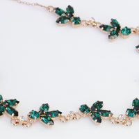 EMERALD NECKLACE, Bridal Emerald Necklace, Dark Green Cluster Necklace, Rebeka Necklace, Leaves Green Necklace, Wedding Emerald Jewelry