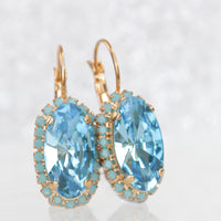 AQUAMARINE Turquoise EARRINGS, Light Blue Topaz Bridal Earrings, Gold Blue Earrings, Long Drop Earrings, Rebeka Casual Jewelry,Girlfriend