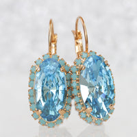 AQUAMARINE Turquoise EARRINGS, Light Blue Topaz Bridal Earrings, Gold Blue Earrings, Long Drop Earrings, Rebeka Casual Jewelry,Girlfriend