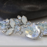 DUSTY BLUE WEDDING Earrings, Rebeka Bridal Earrings, Light Blue Drop Cluster Earrings, Wedding Dusty Blue Earrings,Silver Dusty Blue Gift
