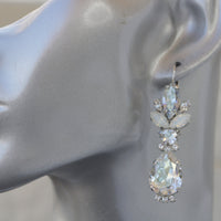 DUSTY BLUE WEDDING Earrings, Rebeka Bridal Earrings, Light Blue Drop Cluster Earrings, Wedding Dusty Blue Earrings,Silver Dusty Blue Gift