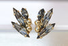 GRAY STUD EARRINGS, Rebeka Earrings, Phoenix Earrings, Gold Gray Earrings, Minimalist Stud Earrings, Gold Wing Earrings, Custom Jewelry