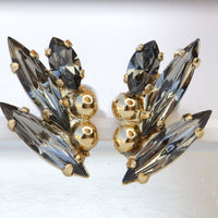 GRAY STUD EARRINGS, Rebeka Earrings, Phoenix Earrings, Gold Gray Earrings, Minimalist Stud Earrings, Gold Wing Earrings, Custom Jewelry