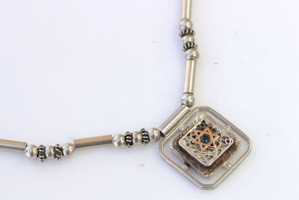 Star of David Silver Sterling Necklace, Blue Topaz Gold Silver Jewish Necklace,Jewish jewelry,From holy land, ,Israeli Jewelry,Passover Gift