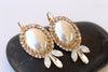 PEARLS Earrings, Pearl Blush And Opal Rebeka Earrings, Cluster Long Earrings, Bridal Pearl Earrings, Wedding Ivory Earrings, Prehistory