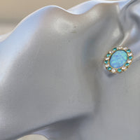 OPAL TURQUOISE EARRINGS Blue Opal Earrings, Gemstone October Birthstone Earrings, Unique Opal And Rebeka Stud Earrings,Earrings Rings Set