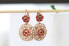 RED Rose Gold EARRINGS, Red Ruby Bridal Earrings, Woman Sexy Jewelry, Ruby Red  Drop And Dangle Leverback Earrings, Rebeka Earrings, Wife