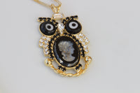 OWL NECKLACE, Owl Cameo Necklace, Owl Evil Eye Pendant, Unique Jewelry Gift, Owl Charm Necklace, Handmade Animal Jewelry Gift, Bird Necklace